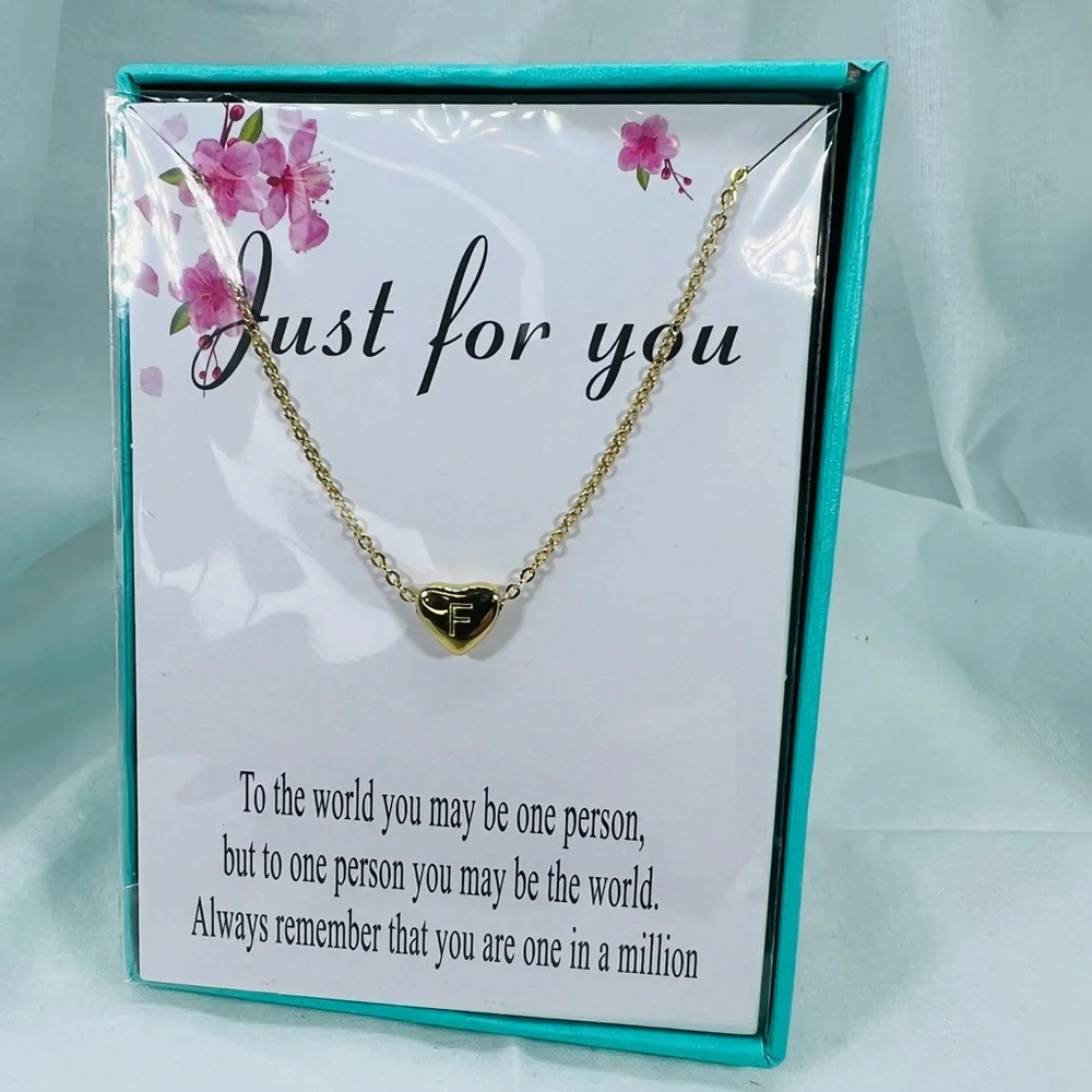 Minimalist Dainty Heart Personal Initial Gold Plated Beautiful Necklace Retro